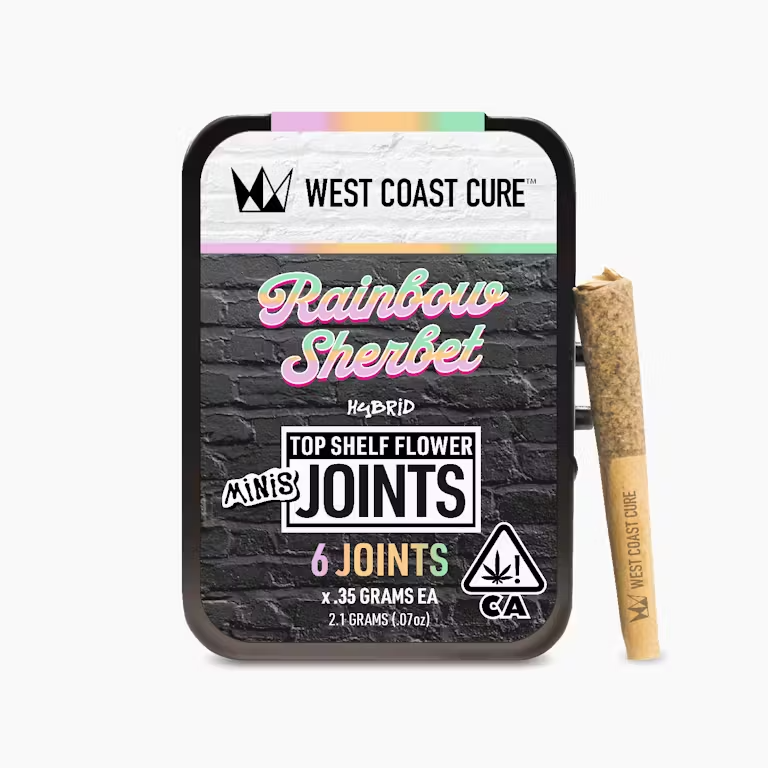 Photograph of product: West Coast Cure - Rainbow Sherbet Mini Preroll 6pk 2.1g