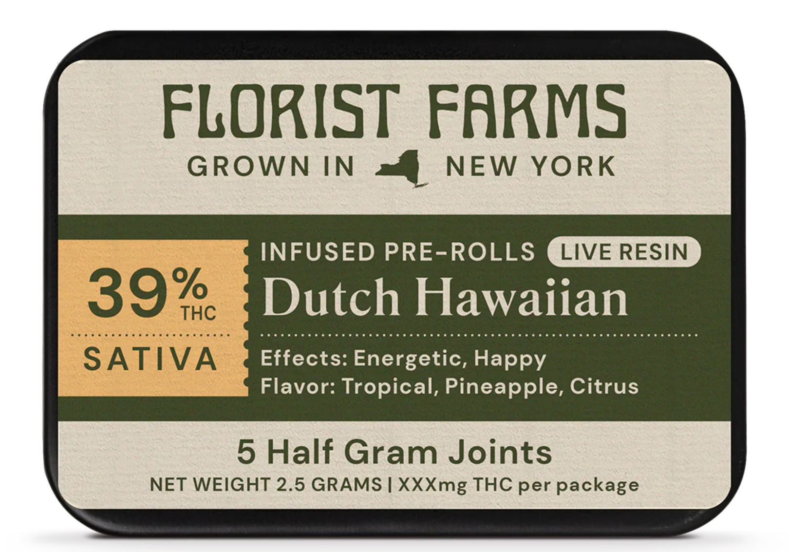 Photograph of product: Florist Farms - Dutch Hawaiian - Infused Pre-Roll 5pk
