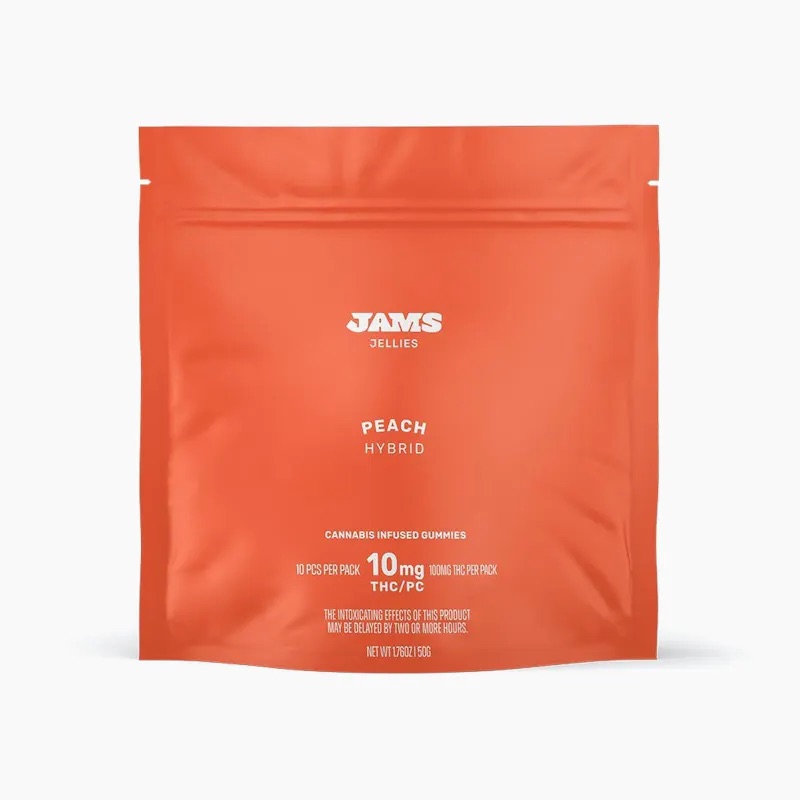 Photograph of product: JAMS Jellies Peach 10 Pack 10mg Hybrid