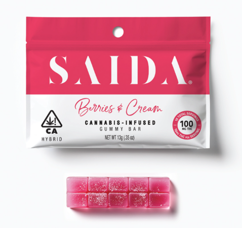 Photograph of product: Saida Gummy Bar 100mg - Berries and Cream (H)