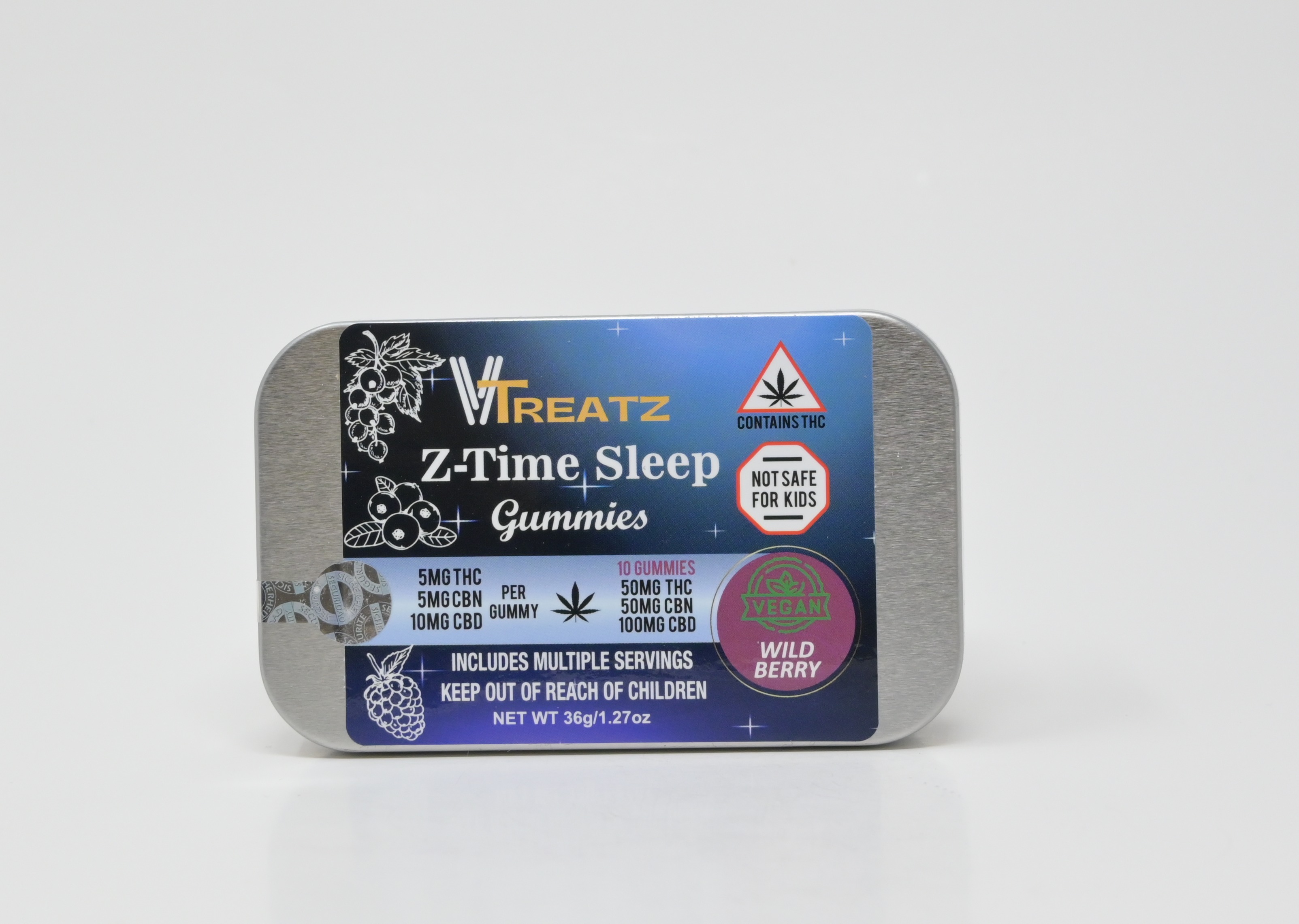 Photograph of product: VTreatz | Z-Time Sleep Gummies |  10pk/5mg TH-oui + 5mg CBN + 10mg CBD