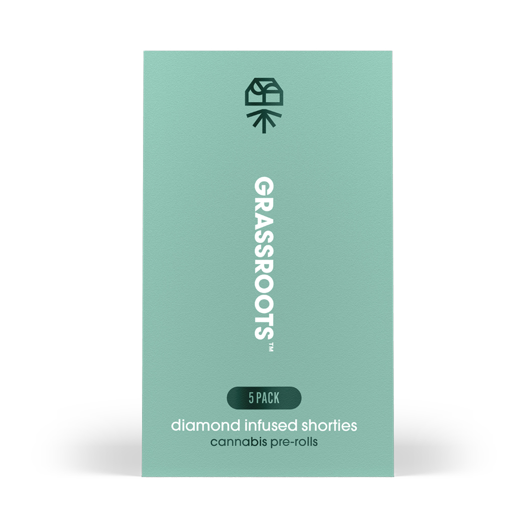 Photograph of product: Grassroots Kush Mints .4g Diamond Infused Preroll 5pk