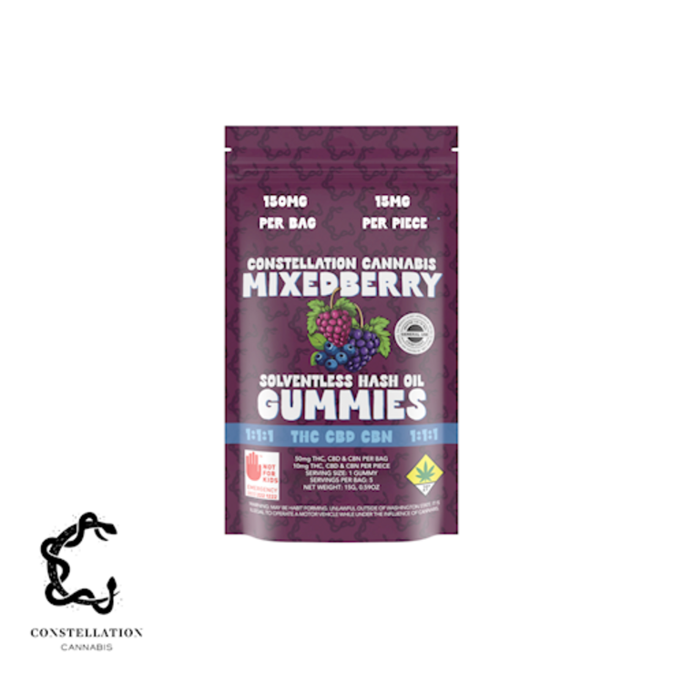 Photograph of product: 1:1:1 Mixed Berry Gravity Gummies 5-pack | 150mg