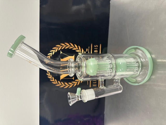 Photograph of product: 13 inch Alpha Showerhead Double Level Tree Green Waterpipe