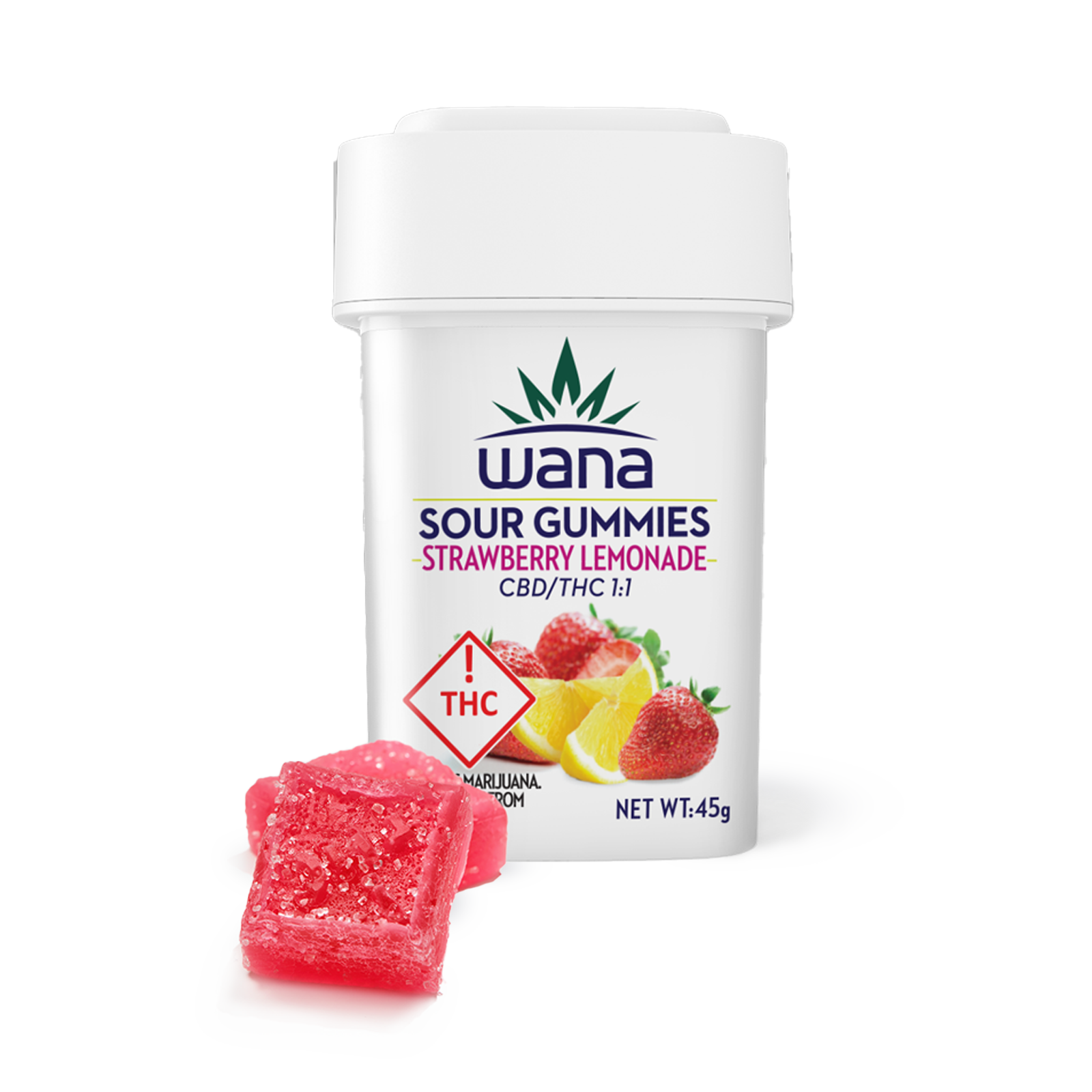 Photograph of product: 1:1 Sour Strawberry Lemonade Gummies 10-pack | 100mg