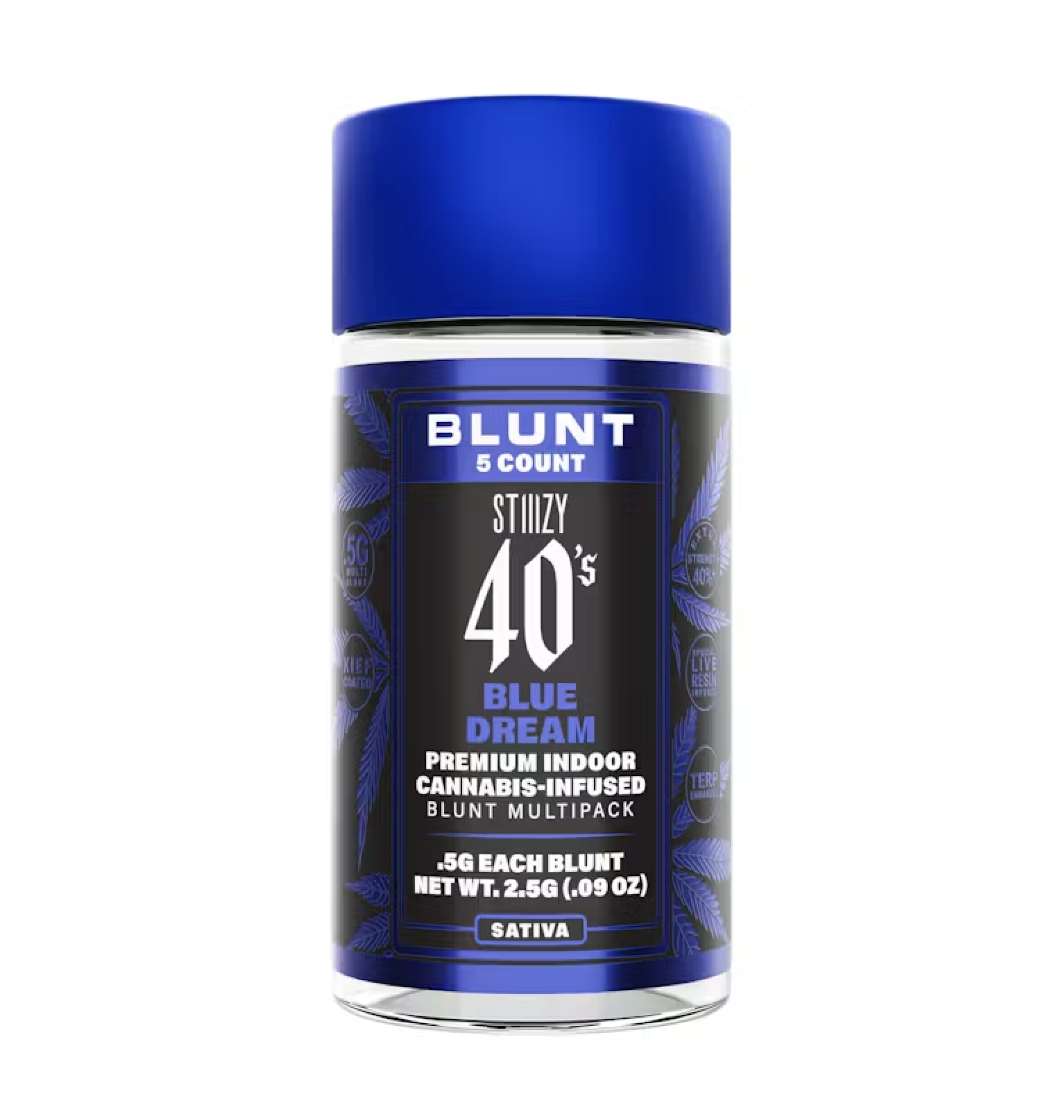 Photograph of product: 40's Infused Mini Blunt 5pk 2.5g - Blue Dream (S)
