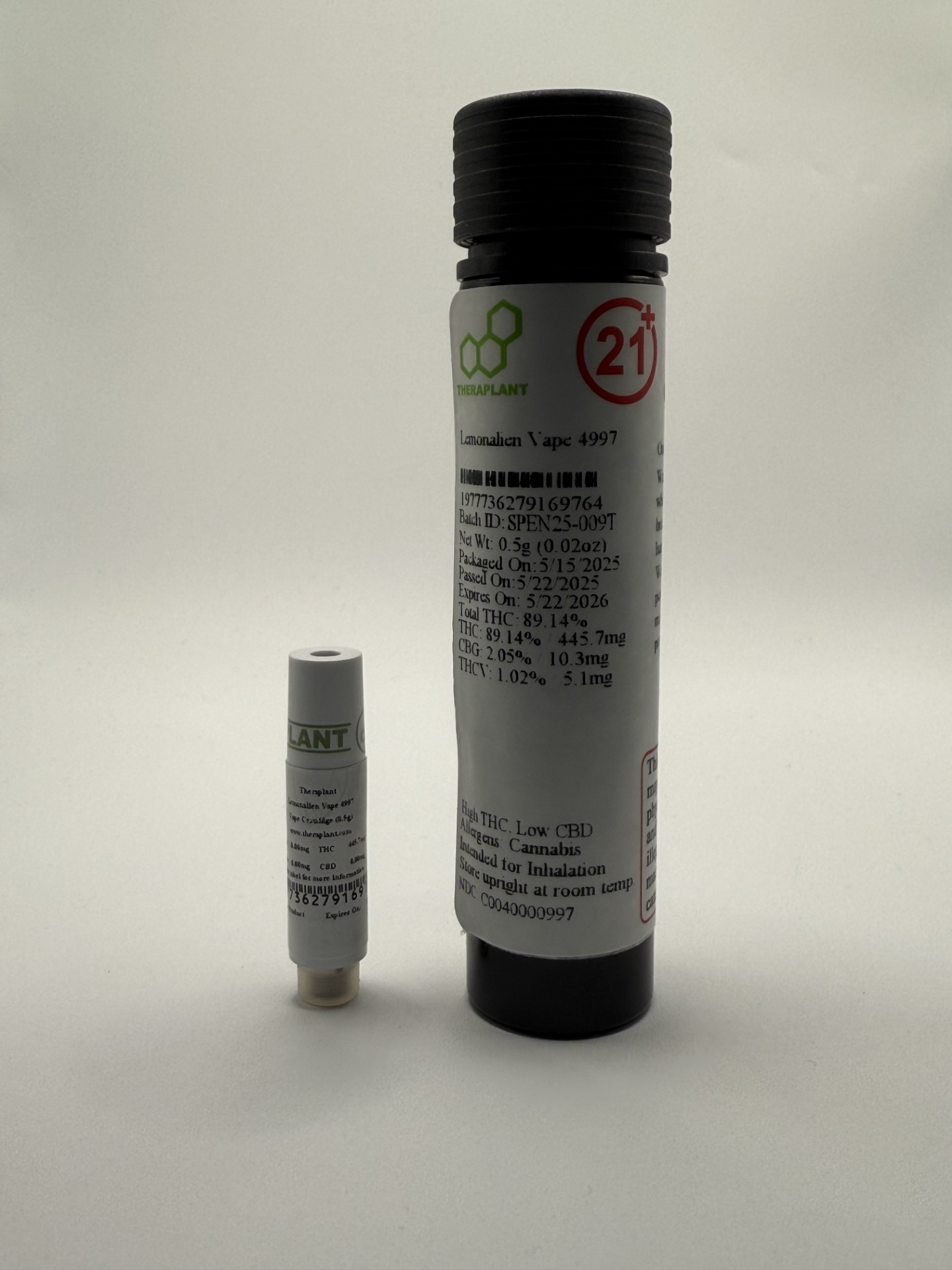 Photograph of product: Lemonalien | .5g Vape Cartridge ( S ) | 4997 | Theraplant
