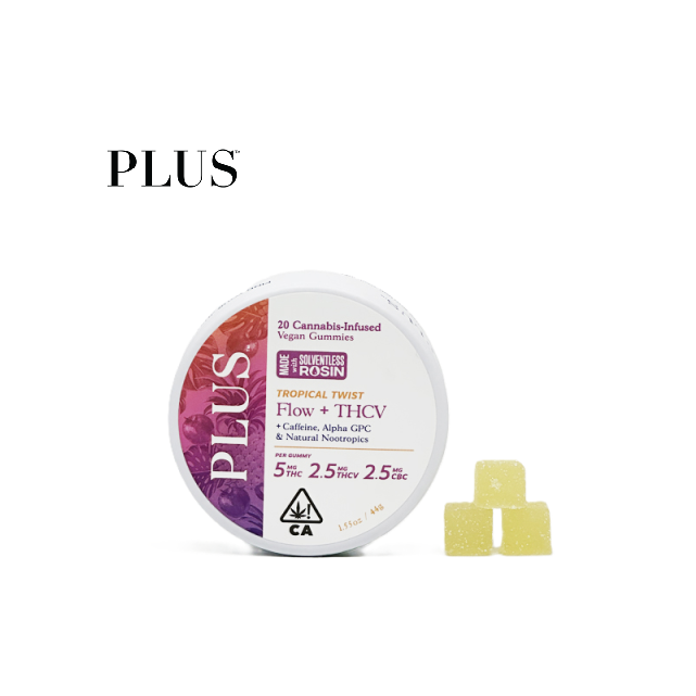 Photograph of product: TROPICAL TWIST FLOW TH-ouiV 100MG 20 PACK GUMMIES