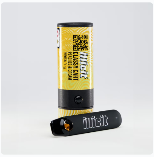 Photograph of product: Illicit | Disposable Cart | Peaches & Cream | 1.0g