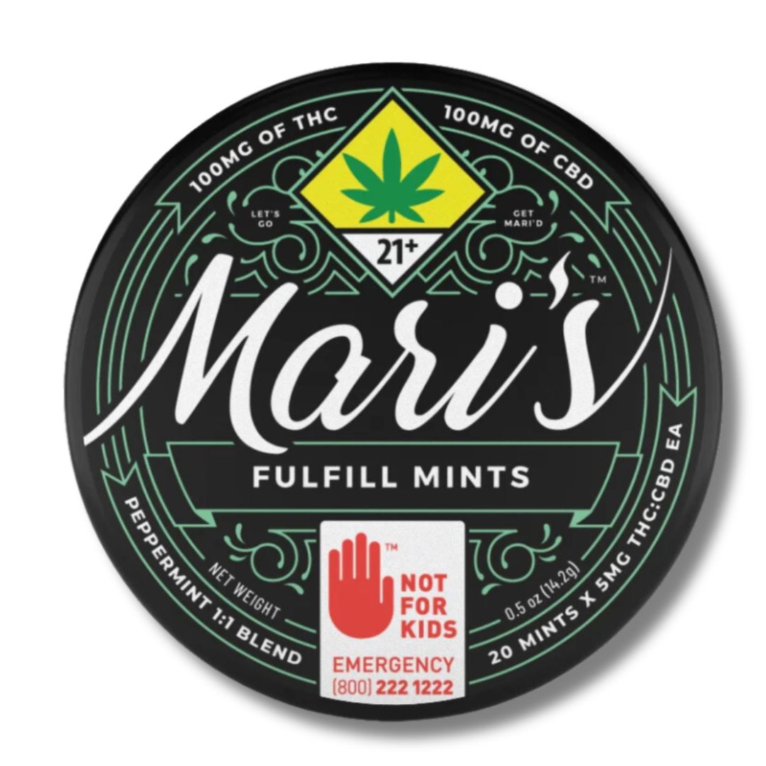 Photograph of product: 1:1:1 CBD/CBN/TH-oui Peppermint 10pk (Mari's Mints)