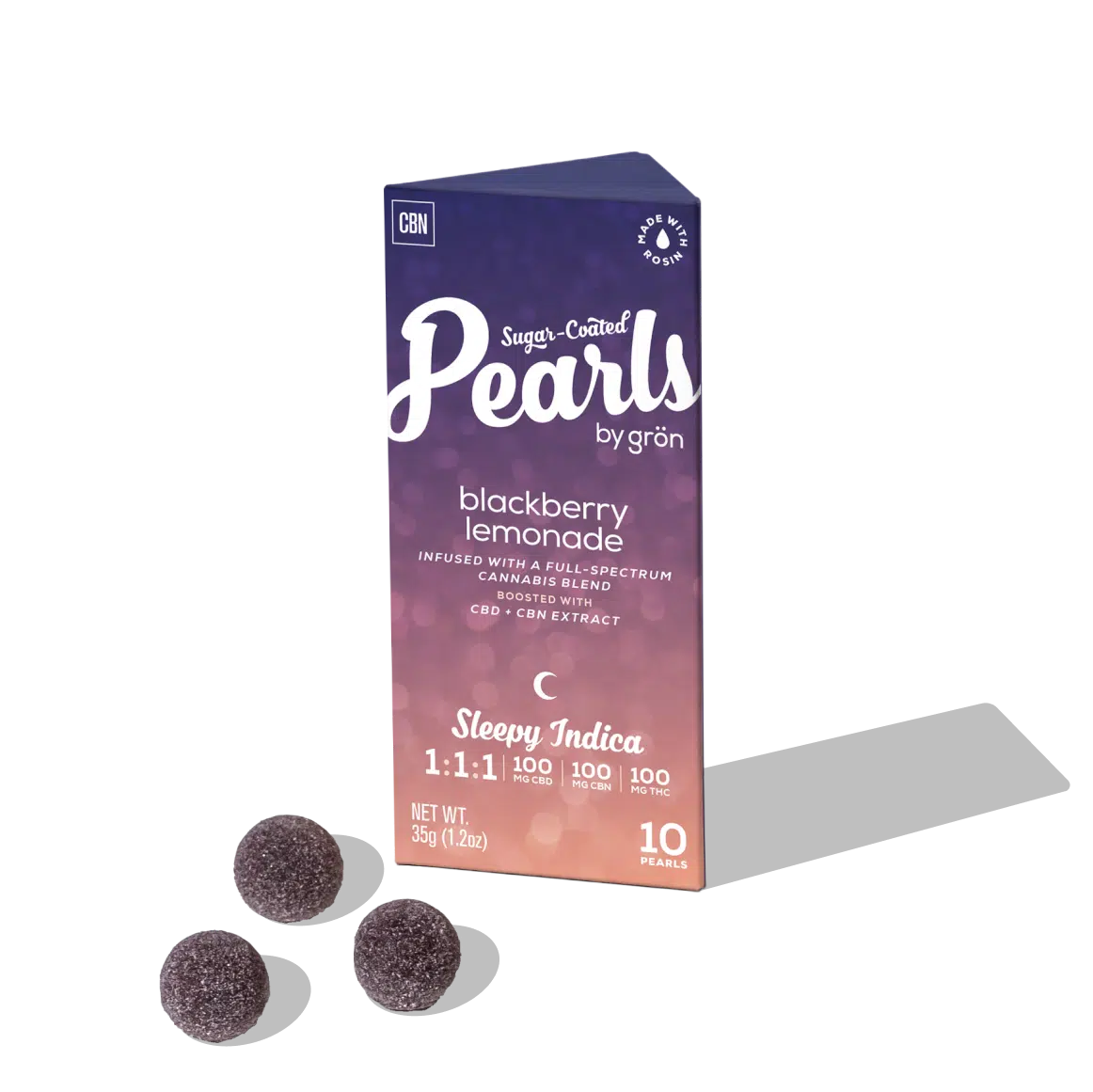 Photograph of product: Grn - Pearls - Blackberry Lemonade - 10ct 1:1:1 (TH-oui:CBD:CBN) Gummies