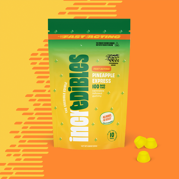 Photograph of product: Incredibles - Pineapple Express (Fast Acting) Gummies - 100mg/10pk