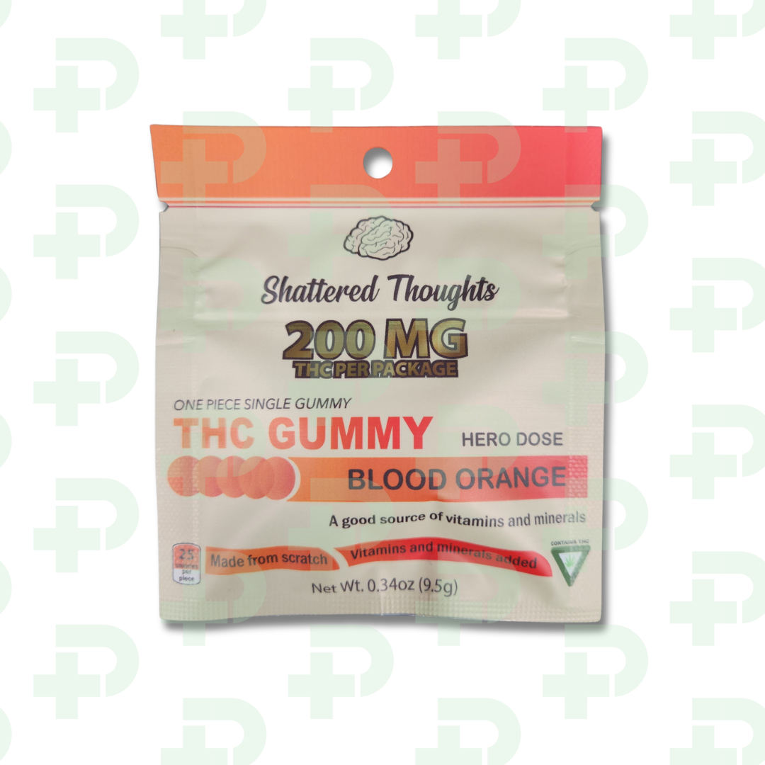 Photograph of Product: Shattered Thoughts Single 200mg Gummy - Blood Orange