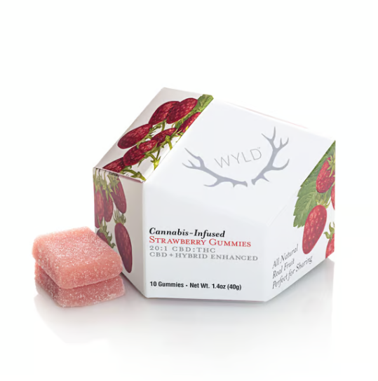 Photograph of product: 10mg Strawberry Gummies [1:20 TH-oui:CBD] 10pk