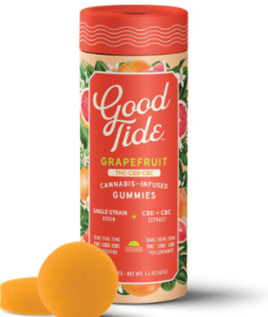 Photograph of product: Good Tide - Rosin Gummies - Grapefruit 1:1:1 TH-oui:CBD:CBC - 10ct (100mg)