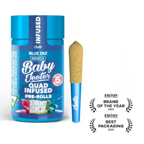 Photograph of product: Baby Jeeter - Blue ZKZ Quad Infused Pre-Roll 5pk - 2.5g
