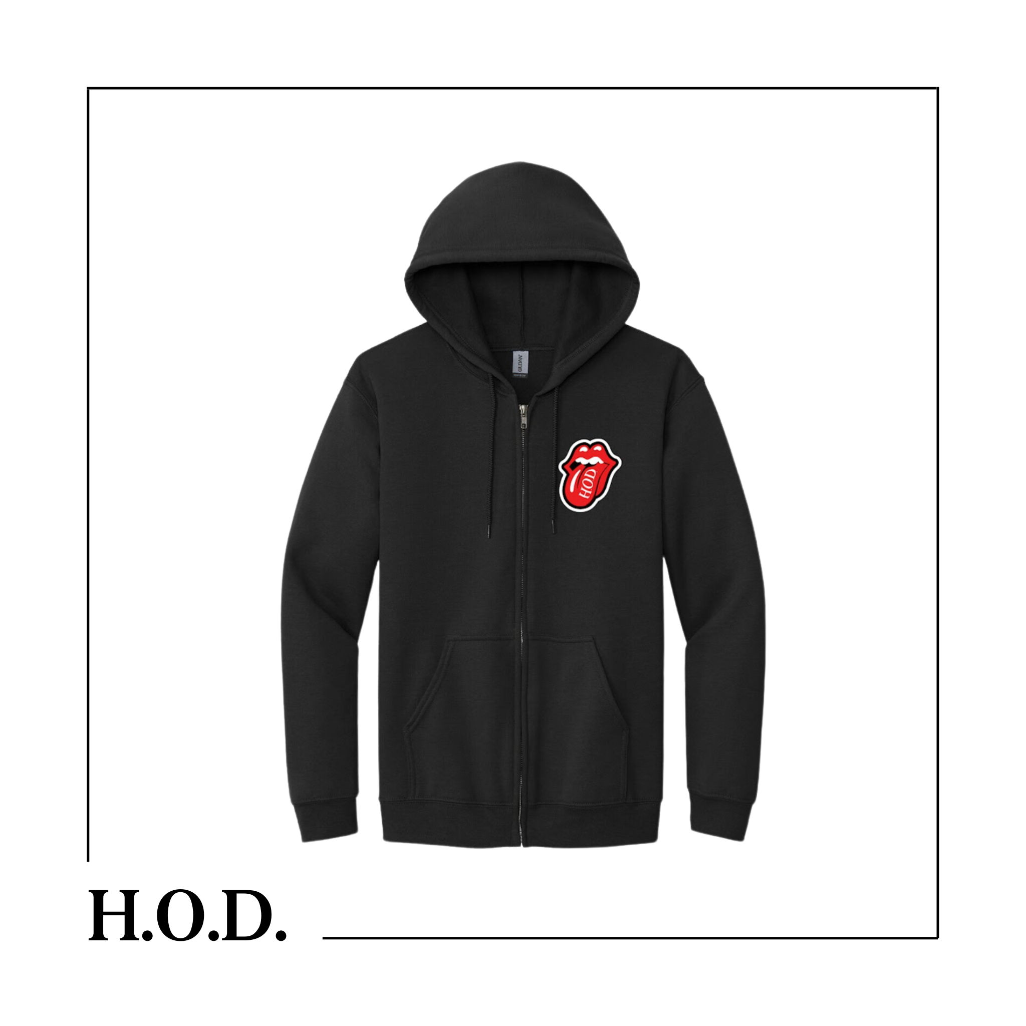 Photograph of product: H.O.D. Rolling Stones Black Zip-Up Hoodie XL