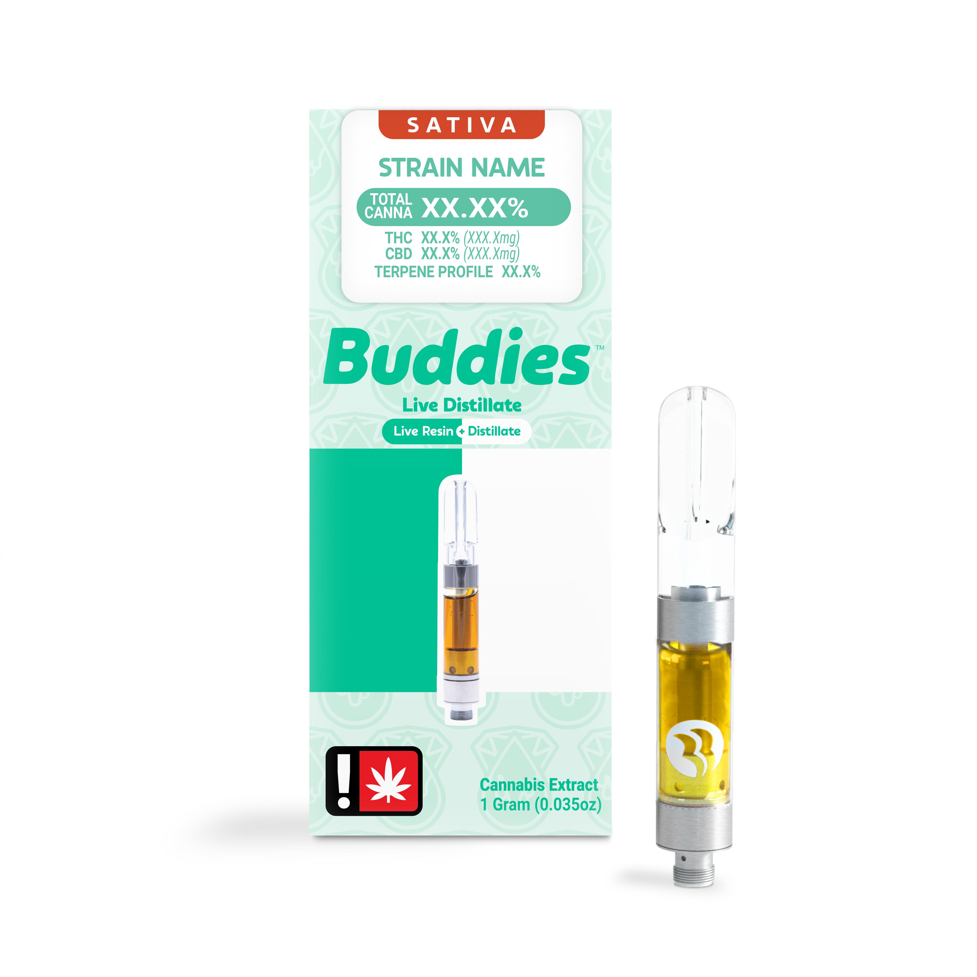Photograph of product: Buddies - Orange Sour Diesel Live Distillate Cartridge (S)