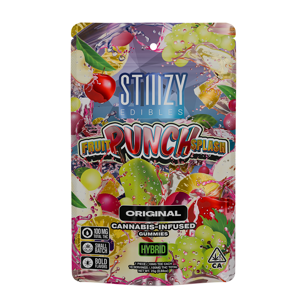 Photograph of product: 100mg Fruit Punch Splash (Hybrid) Original STIIIZY Gummies $18 or 2/$30