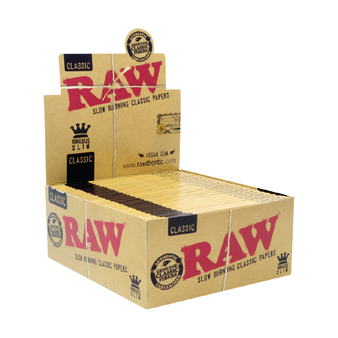 Photograph of product: RAW King Size Slim Classic Rolling Papers | Rolling Paper Pack