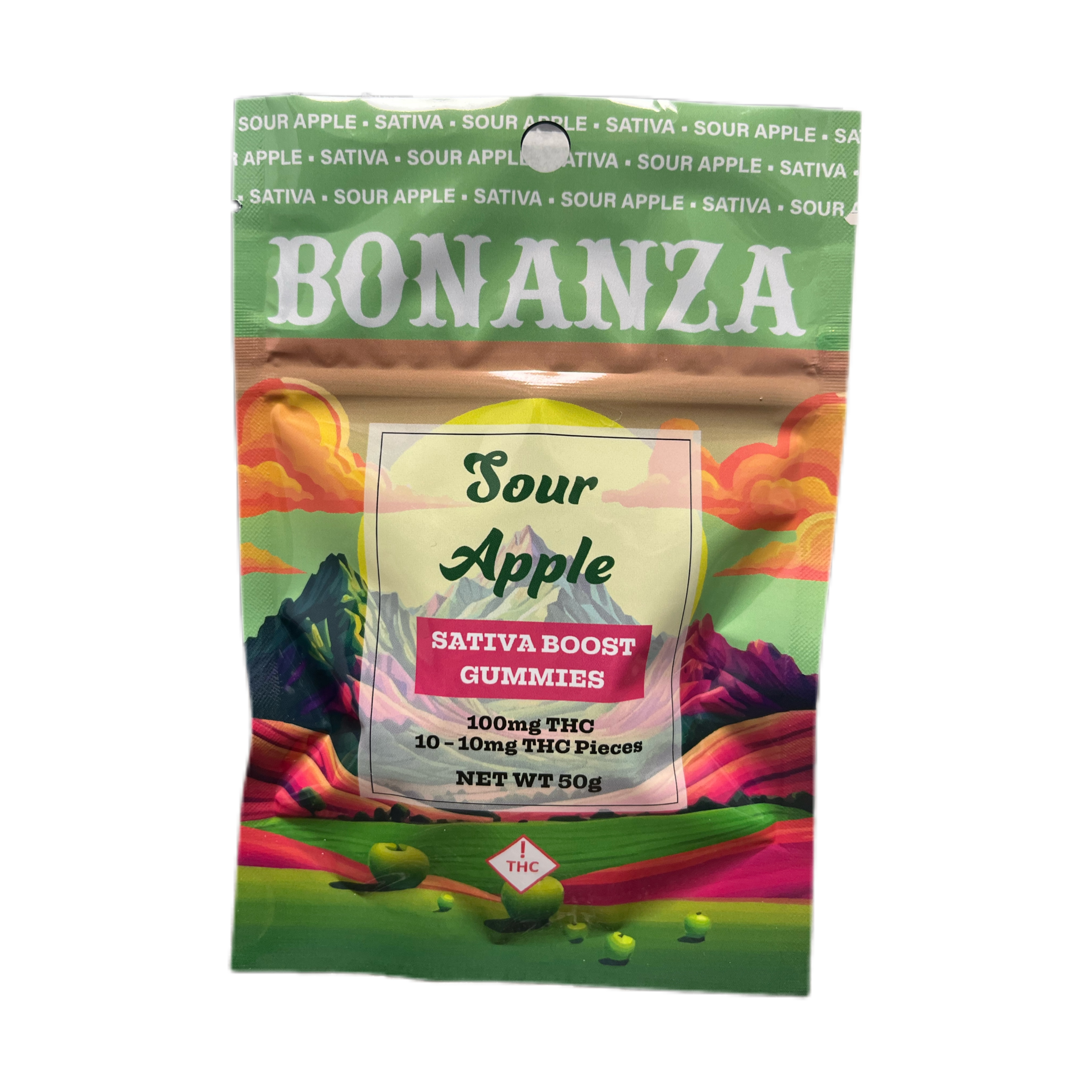 Photograph of product: Sour Apple Gummies | 100mg | Bonanza