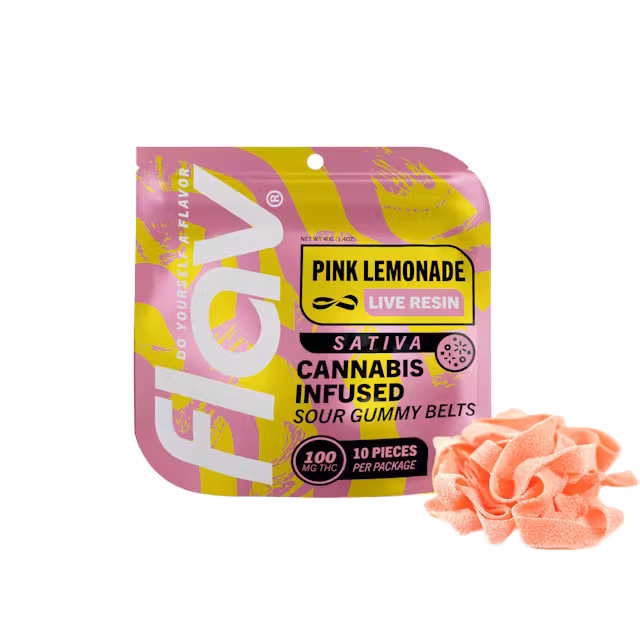 Photograph of Product: Flav - Pink Lemonade Belts Live Resin Sativa - 100mg