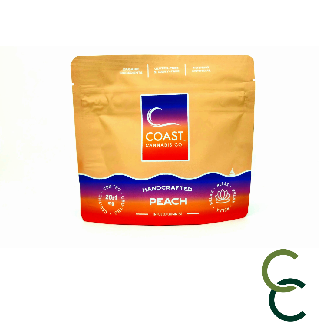 Photograph of product: Peach Gummies - 20:1 (CBD:TH-oui)