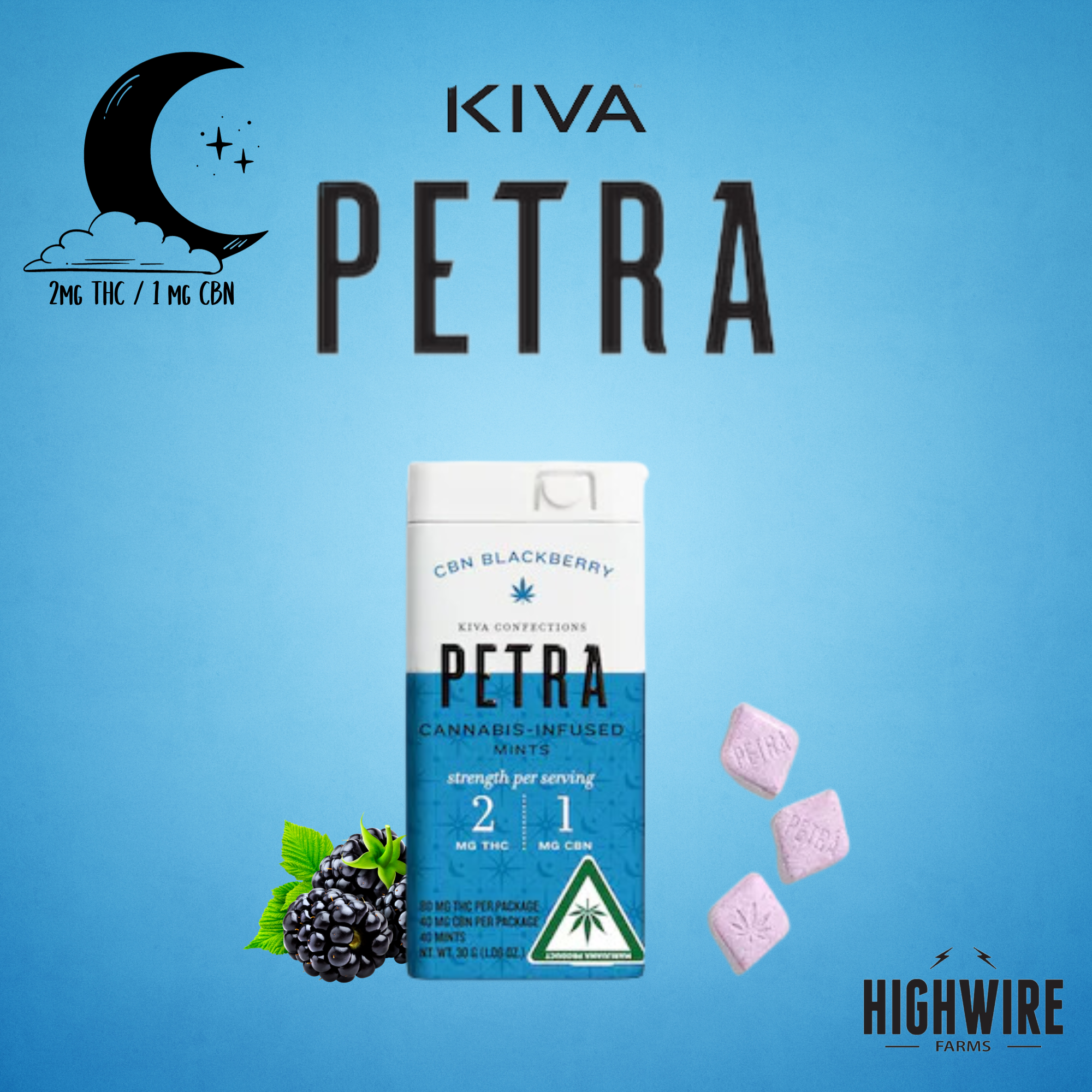 Photograph of product: Petra Mints Blackberry CBN 100mg  2:1