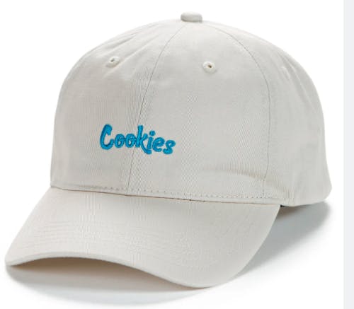 Photograph of product: Cotton Canvas Embroidered Dad Hat - Cream/Cookies Blue - 