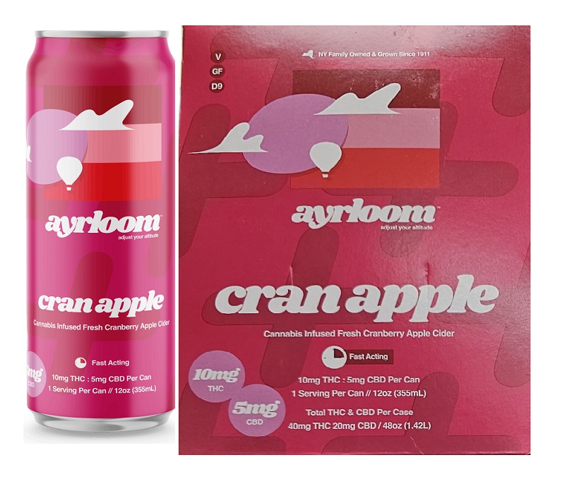 Photograph of product: Ayrloom | UP Cran Apple 2:1 (TH-oui:CBD) 12oz - 4pk, 40mg
