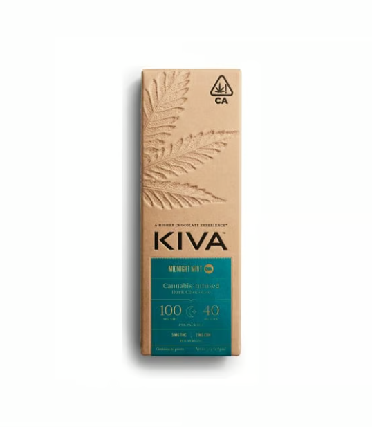 Photograph of product: Kiva Bars | Dark Chocolate Midnight Mini | 100mg (20pk)