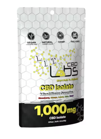 Photograph of product: Lit Labs | Mixed Flavor | 1000mg CBD Full Spectrum Gummies | REC