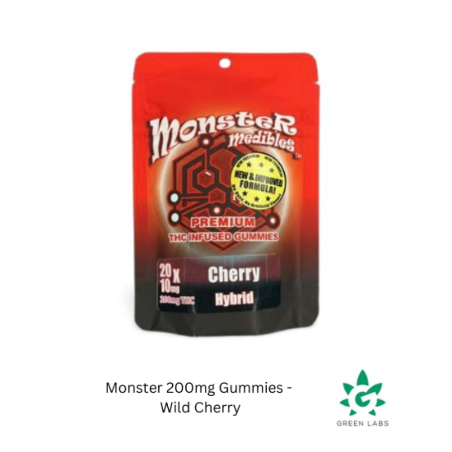 Photograph of product: (REC) Monster 200mg Gummies - Wild Cherry (Hybrid)