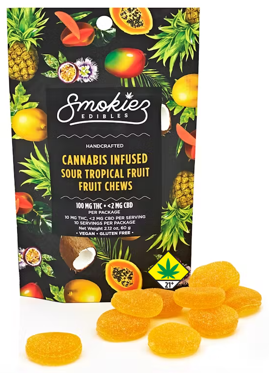 Photograph of product: Sour Tropical Oui'd Fruit Chews, 10-Pack