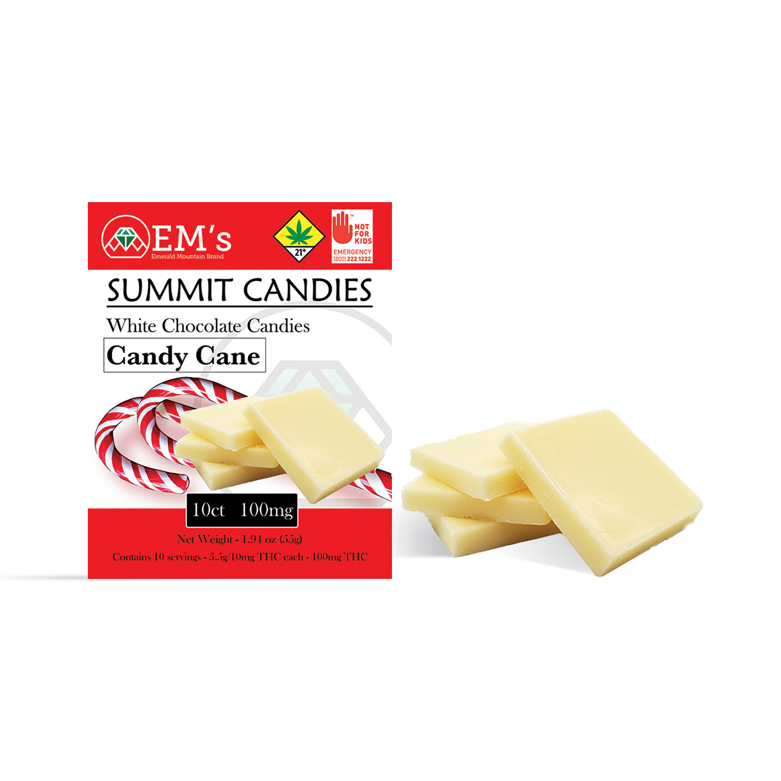 Photograph of product: White Chocolate Candy Cane Candies 10-pack