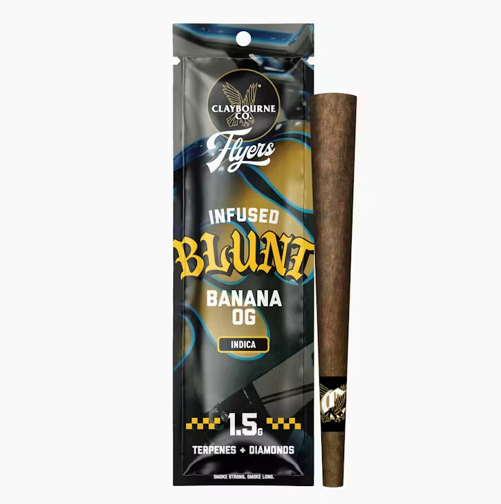 Photograph of product: Claybourne Co Flyers Banana OG Oui'd Infused Blunt 1.5g
