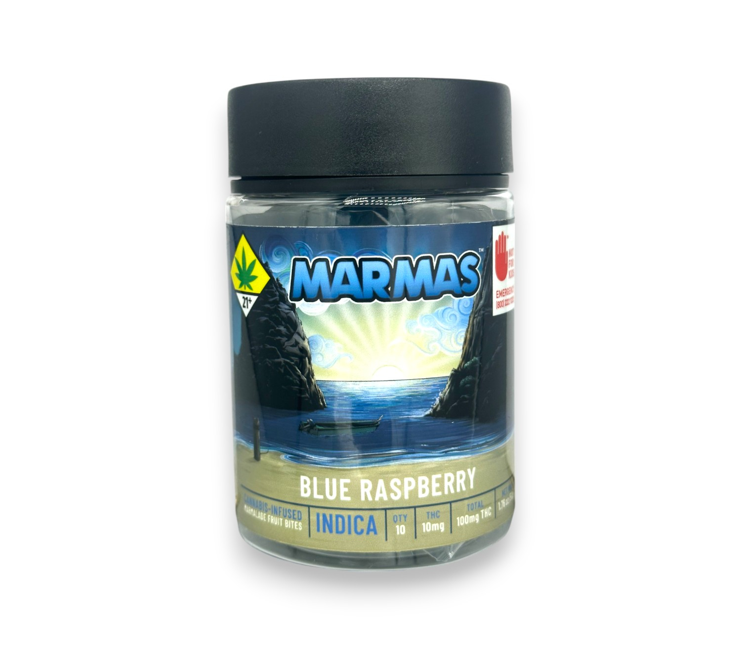 Photograph of product: Blue Raspberry Oui'd 10pk 100mg Fruit Jelly Edibles (Marmas)