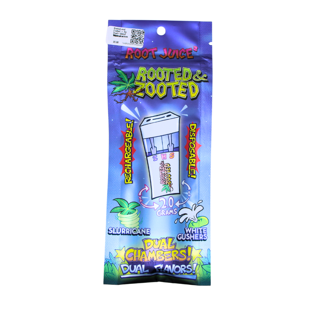 Photograph of product: Rooted and Zooted - 2g Dual-Sided Vape - Slurricane x White Gushers