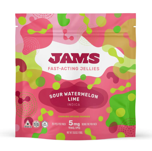 Photograph of product: Sour Watermelon Lime Jellies | 100mg | 20-Pack