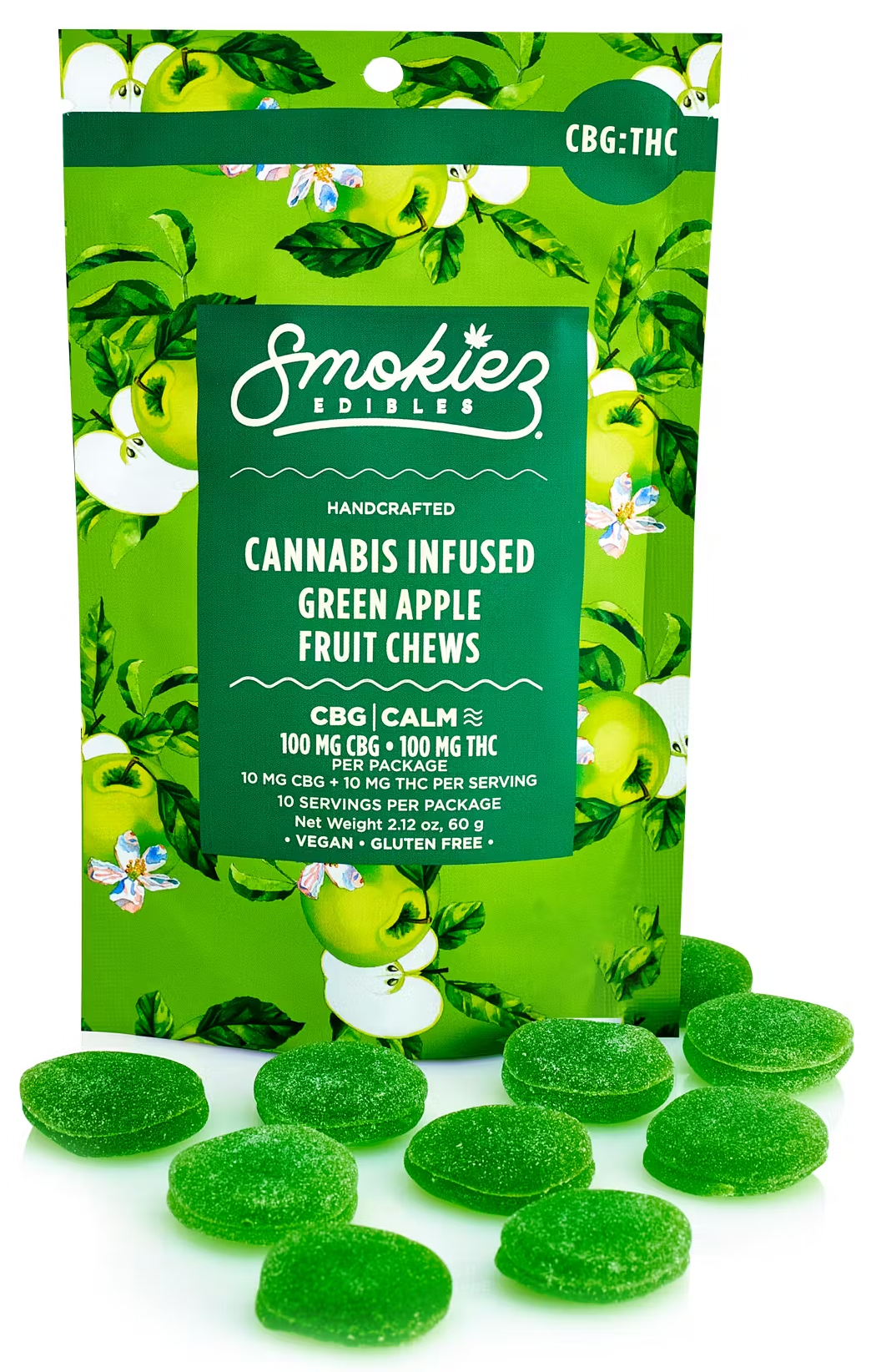 Photograph of product: Green Apple CBG:TH-oui Fruit Chews, 10-Pack