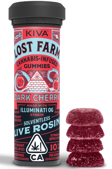 Photograph of product: DARK CHERRY LIVE ROSIN GUMMIES 10 PACK 100MG