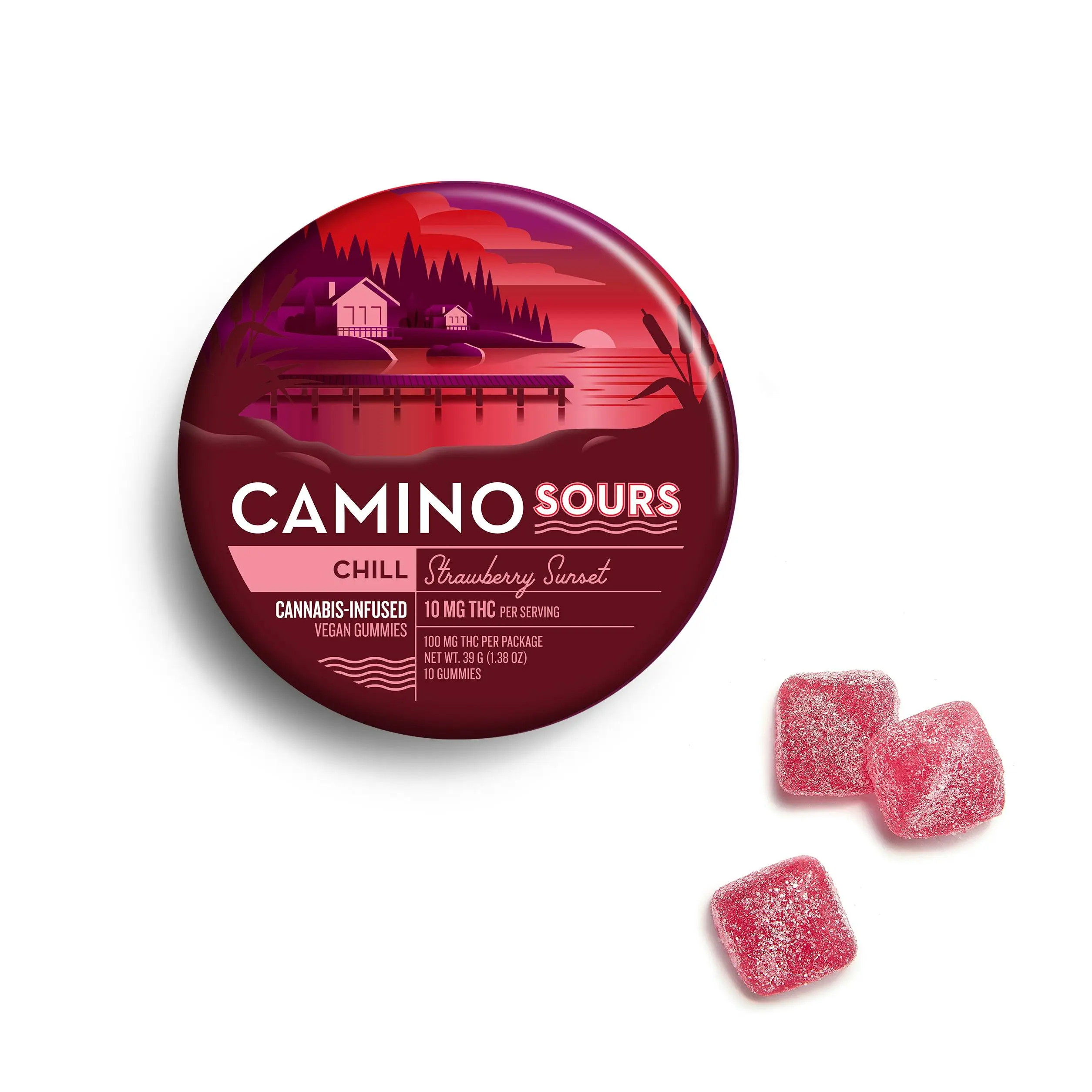 Photograph of product: Camino Sours Strawberry Sunset (I) Gummies 10mg 10pk