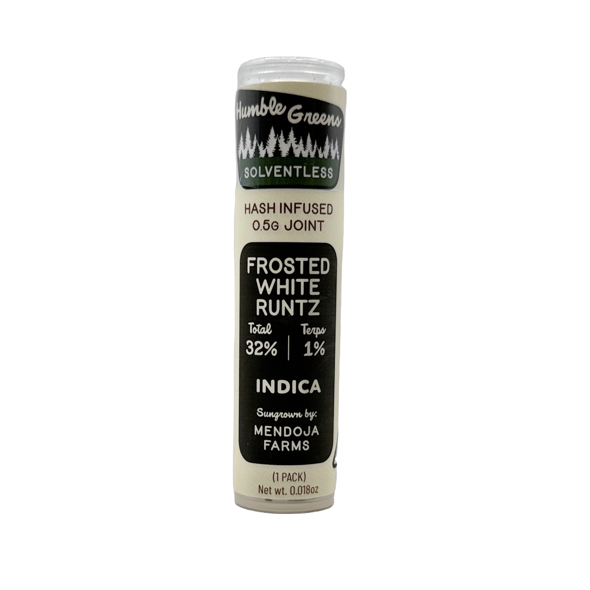 Photograph of product: FROSTED WHITE RUNTZ SOLVENTLESS au chocolat INFUSED PREROLL SINGLE .5G
