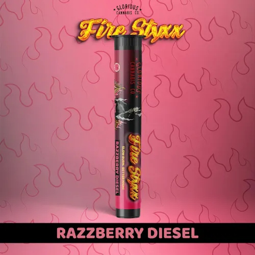 Photograph of product: Razzberry Diesel Fire Styxx Infused Pre-Roll
