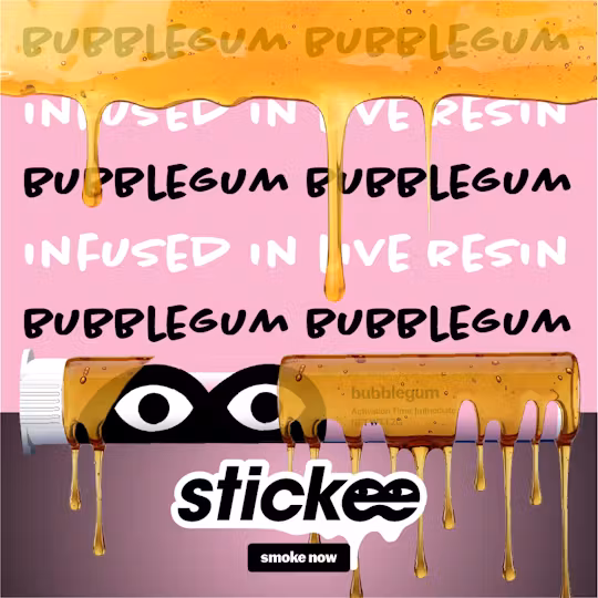 Photograph of product: Stickee | Live Resin Infused Pre-Roll | Bubblegum | 1.2g