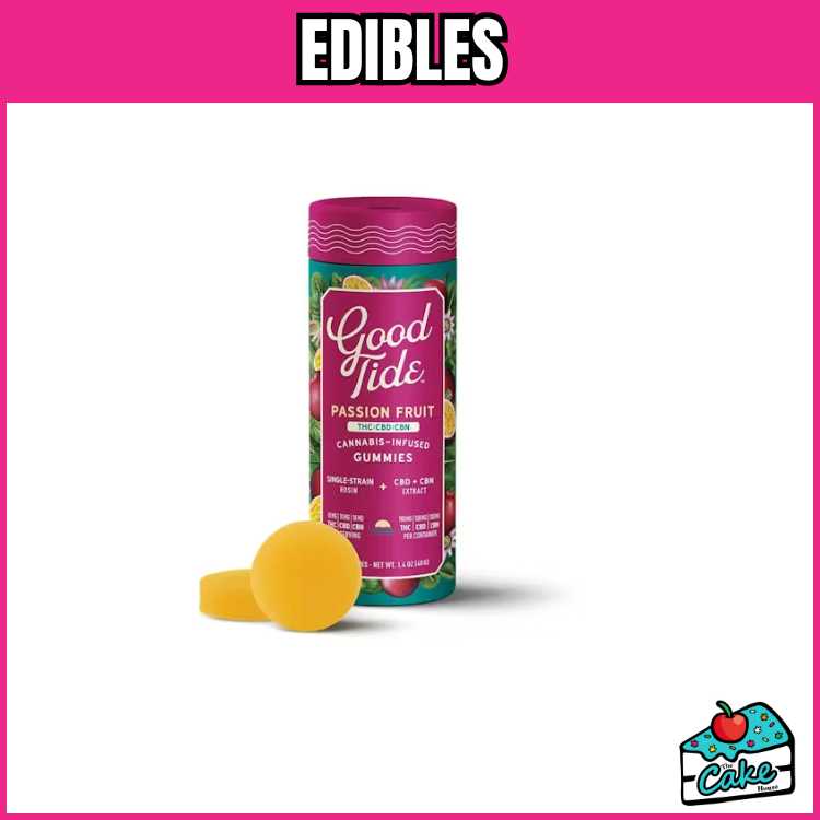 Photograph of product: Good Tide - 200MG 1:1:1 THC/CBD/CBN Gummies - Passion Fruit
