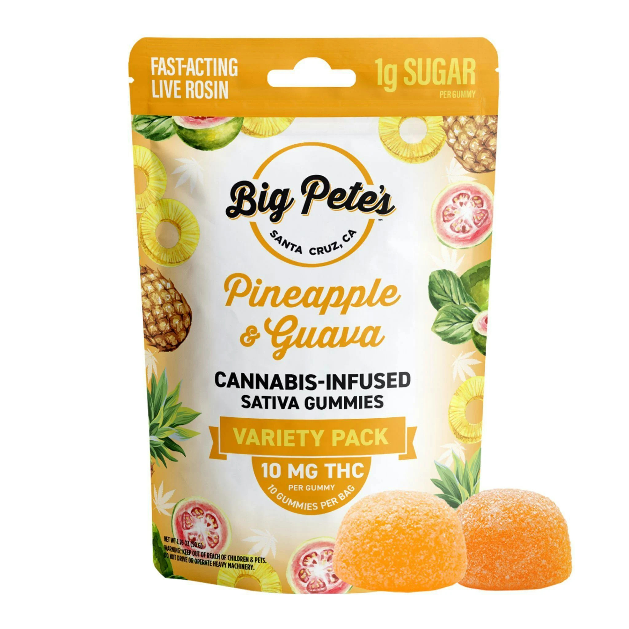 Photograph of product: Big Pete's - 20MG Live Rosin Gummies 2PK - Pineapple & Guava [S]