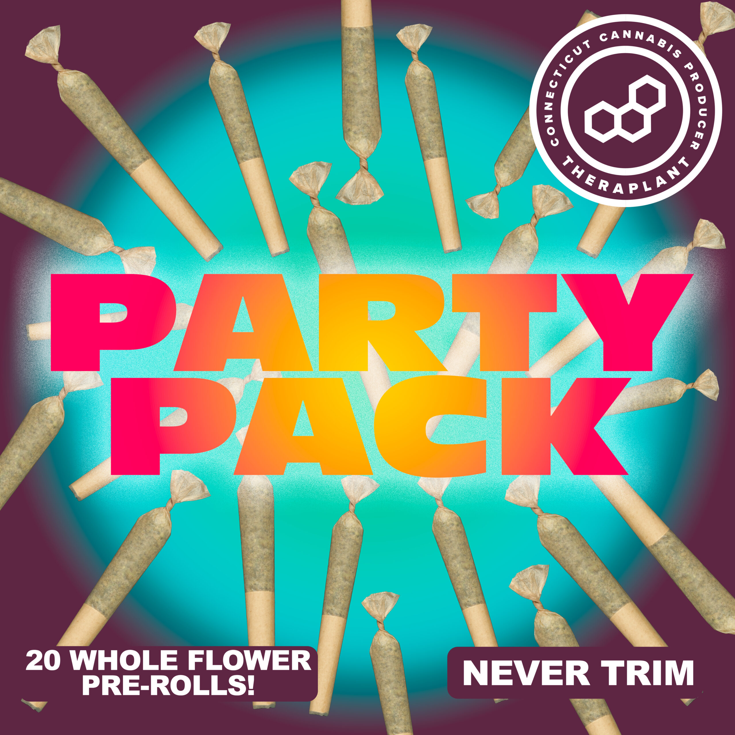 Photograph of product: Theraplant Purple Push P Pre Roll Party Pack 20.01% (I) 8g 20 Pack - 01147