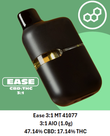 Photograph of product: Ease CBD:TH-oui 3:1 Mini Tank 1g (C0040001077)
