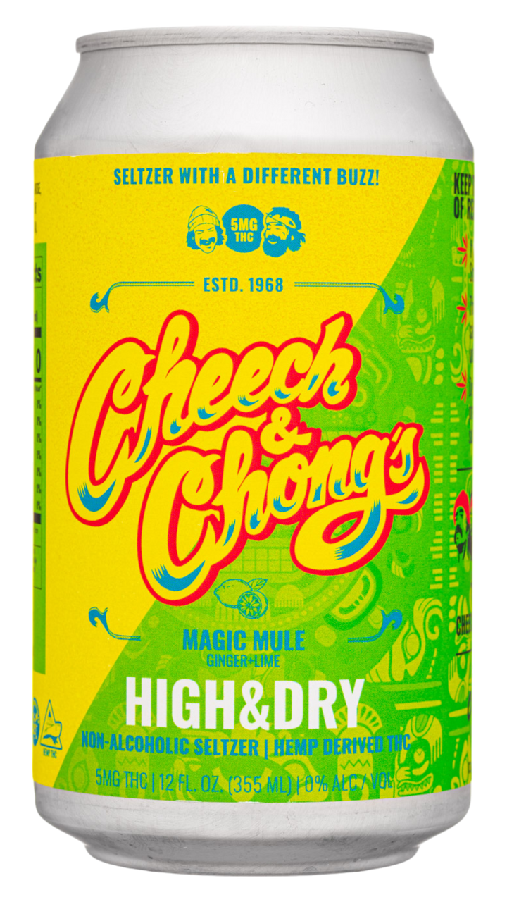Photograph of product: Cheech & Chong's High & Dry Magic Mule Ginger + Lime  TH-oui Infused Seltzer Water 5mg 1pk